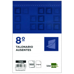 Talonario ausentes original liderpapel, 8º natural, 105x155 mm.