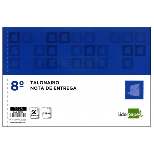 Talonario nota de entrega original y copia liderpapel, 8º apaisado, 155x105 mm.