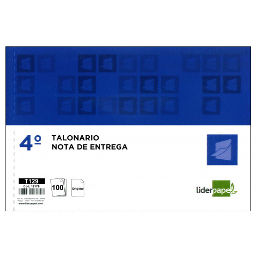 Talonario nota de entrega original liderpapel, 4º apaisado, 210x144 mm.