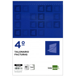 Talonario factura original y 2 copias liderpapel, 4º natural, 144x210 mm.