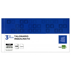 Talonario factura de alquiler original liderpapel, 3 en folio apaisado, 205x102 mm.