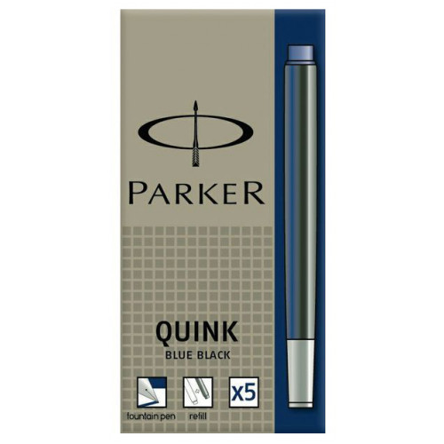 Recambio pluma estilográfica parker quink, color azul permanente, caja de 5 uds.