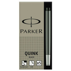 Recambio pluma estilográfica parker quink, color negro, caja con 5 uds.