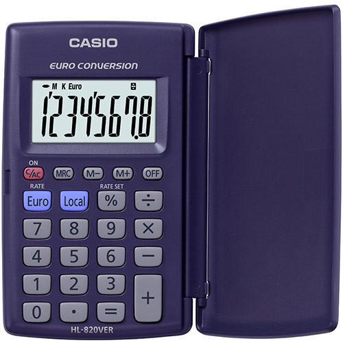 Calculadora de bolsillo con solapa casio hl-820ver 8 dígitos.