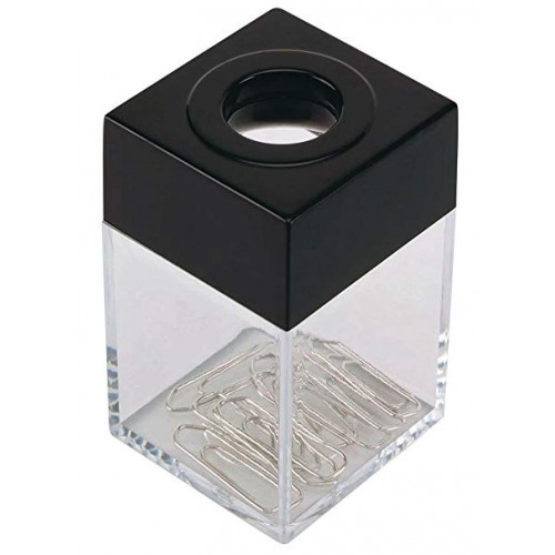 Portaclips de plástico imantado q-connect cuadrado en color transparente/negro.