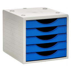 Módulo archivo 2000 archivotec serie 4000, 340x270x260 mm. 5 cajones de 38 mm. gris/azul mar