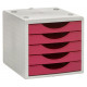 Módulo archivo 2000 archivotec serie 4000, 340x270x260 mm. 5 cajones de 38 mm. gris/fucsia