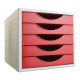 Archivador modular archivo 2000 archivotec 4005 de 5 cajones, gris / rojo.