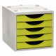 Módulo archivo 2000 archivotec serie 4000, 340x270x260 mm. 5 cajones de 38 mm. gris/verde kiwi