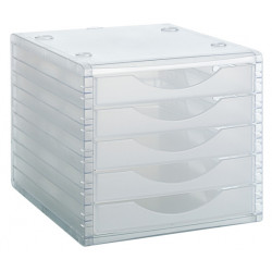 Módulo archivo 2000 archivotec serie 4000 tl, 340x270x260 mm. 5 cajones de 38 mm. cristal/cristal traslúcido