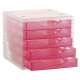 Módulo archivo 2000 archivotec serie 4000 tl, 340x270x260 mm. 5 cajones de 38 mm. cristal/fucsia traslúcido