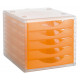 Módulo archivo 2000 archivotec serie 4000 tl, 340x270x260 mm. 5 cajones de 38 mm. cristal/naranja traslúcido