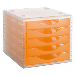 Archivador modular archivo 2000 archivotec 4005 de 5 cajones, traslúcido / naranja traslúcido.