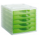 Módulo archivo 2000 archivotec serie 4000 tl, 340x270x260 mm. 5 cajones de 38 mm. cristal/verde kiwi traslúcido