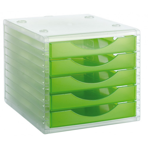 Módulo archivo 2000 archivotec serie 4000 tl, 340x270x260 mm. 5 cajones de 38 mm. cristal/verde kiwi traslúcido