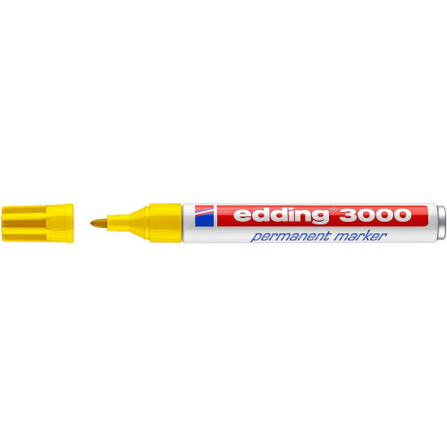 Marcador permanente edding 3000 amarillo.