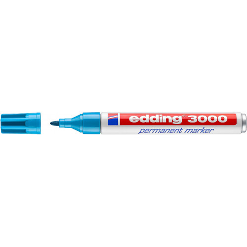 Marcador permanente edding 3000 azul claro.