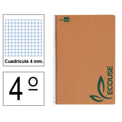 Cuaderno espiral tapa blanda liderpapel serie ecouse en formato 4º, 80 hj. 60 grs. 4x4 c/m.