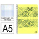 Cuaderno espiral tapa de plástico liderpapel serie imagine en formato din a-5, 160 hj. 60 grs. 5x5 c/m. 6 taladros.