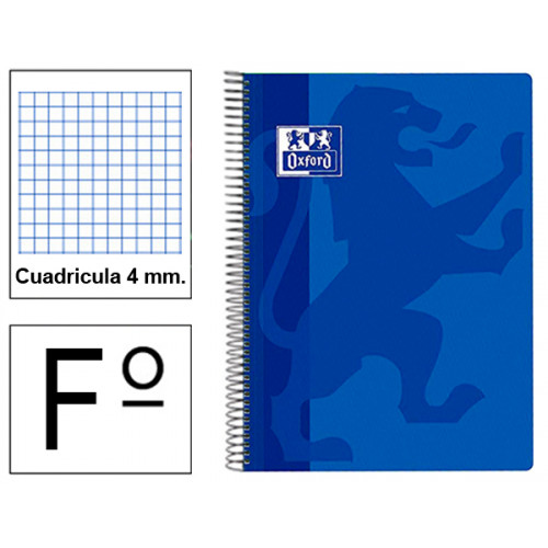 Cuaderno espiral tapa extradura oxford classic, fº, 80 hj. 90 grs/m². 4x4 c/m. colores vivos