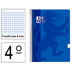 Cuaderno espiral tapa blanda oxford classic, 4º, 80 hj. 90 grs/m². 4x4 c/m. colores vivos