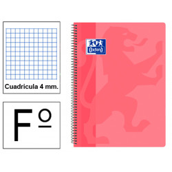 Cuaderno espiral tapa de plástico oxford classic, fº, 80 hj. 90 grs/m². 4x4 c/m. colores tendencia