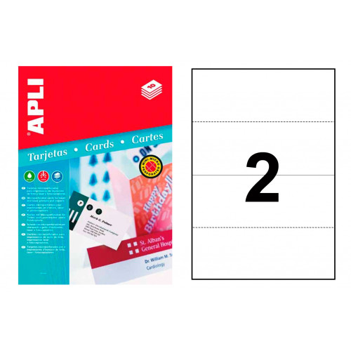 Tarjetas portanombres microperforadas, cantos rectos apli, 200 grs/m². 180x125 mm. carpeta de 10 hojas din a4
