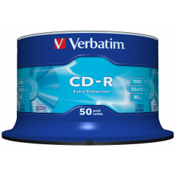 Cd-r verbatim 700 mb 52x 80 min superfice extra protection, 50 pack spindle.