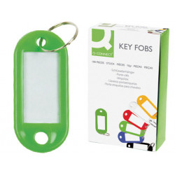Llavero portaetiqueta q-connect, verde, caja de 100 uds.