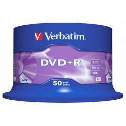 Dvd+r verbatim azo 4,7 gb 16x 120 min superficie matt silver, 50 pack spindle