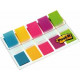 Marcapáginas post-it index, 11,9x43,2 mm. amarillo, azul, rosa, verde y violeta brillantes, dispensador de 5x20 uds.
