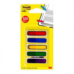 Flechas 3m post-it index de 11,9x43,1 mm. amarillo, azul, rojo, verde y violeta, dispensador de 5x20 uds.