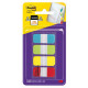Marcapáginas 3m post-it index rígidos, 15,8x38,1 mm. amarillo, azul, lima y rojo, dispensador de 10x4 uds.