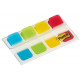Marcapáginas 3m post-it index rígidos, 15,8x38,1 mm. amarillo, azul, lima y rojo, dispensador de 10x4 uds.