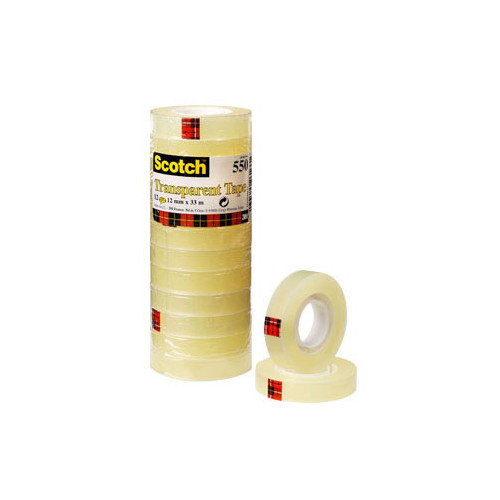 Cinta adhesiva transparente 3m scotch 550 de 12 mm. x 33 mts.