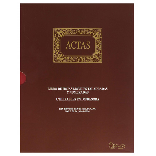 Libro de actas con hojas moviles miquelrius, din a4, 100 hj. 102 grs/m².