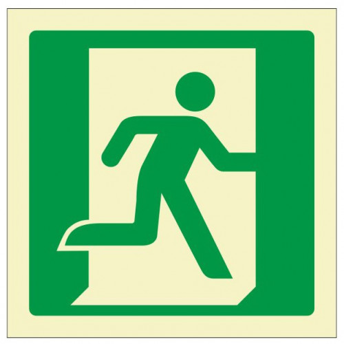 Pictograma de señalización en pvc fotoluminiscente syssa, 224x224 mm. salida de emergencia derecha