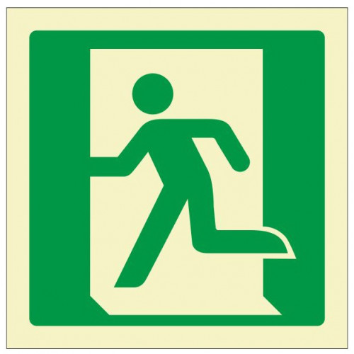 Pictograma de señalización en pvc fotoluminiscente syssa, 224x224 mm. salida de emergencia izquierda