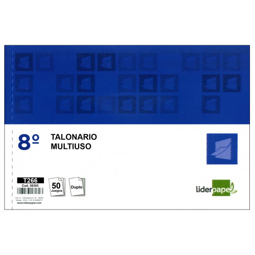 Talonario multiuso original y copia liderpapel, 8º apaisado, 155x105 mm.