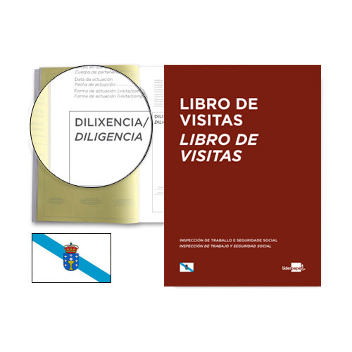 Libro de registro de visitas castellano/gallego liderpapel en formato din a-4.