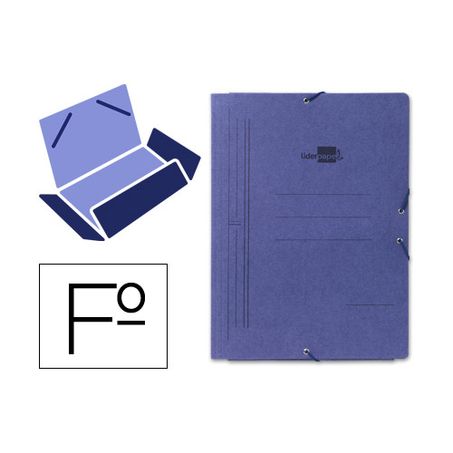 Carpeta de gomas con 3 solapas en cartón pintado de 540 grs/m². liderpapel, folio, azul