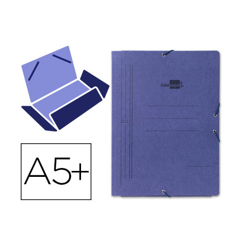 Carpeta de gomas con 3 solapas en cartón pintado de 540 grs/m². liderpapel, 4º, azul