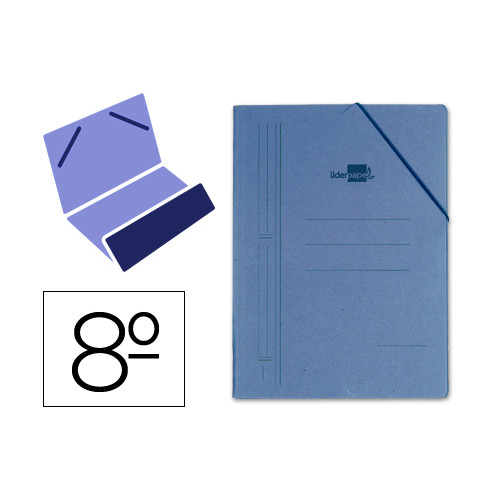 Carpeta de gomas bolsa en cartón compacto de 740 grs/m². liderpapel, 8º, azul
