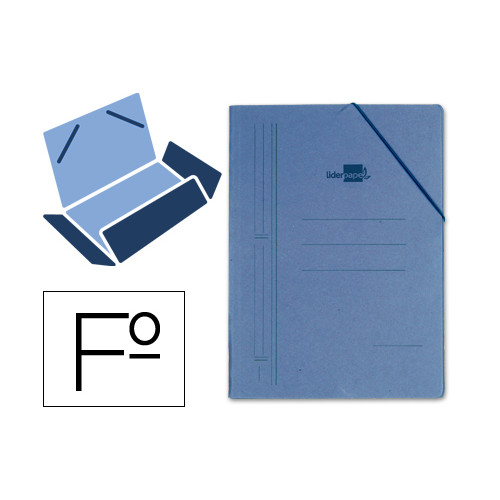 Carpeta de gomas con 3 solapas en cartón compacto de 740 grs. liderpapel en formato folio, color azul.