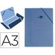 Carpeta de gomas con 3 solapas en cartón compacto de 740 grs/m². liderpapel, din a3, azul