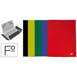 Carpeta de gomas con 3 solapas en cartón plastificado de 600 grs/m². liderpapel, folio, colores surtidos