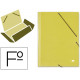 Carpeta de gomas con 3 solapas en cartón símil prespán de 425 grs. liderpapel en formato folio, color amarillo.