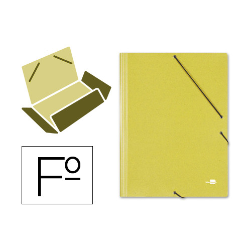 Carpeta de gomas con 3 solapas en cartón símil prespán de 425 grs/m². liderpapel, folio, amarillo