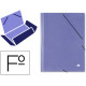 Carpeta de gomas con 3 solapas en cartón símil prespán de 425 grs. liderpapel en formato folio, color azul.