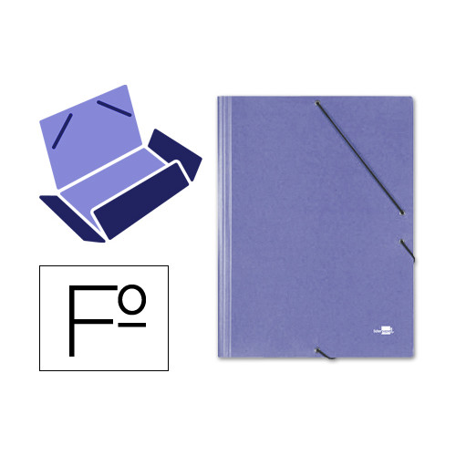 Carpeta de gomas con 3 solapas en cartón símil prespán de 425 grs/m². liderpapel, folio, azul